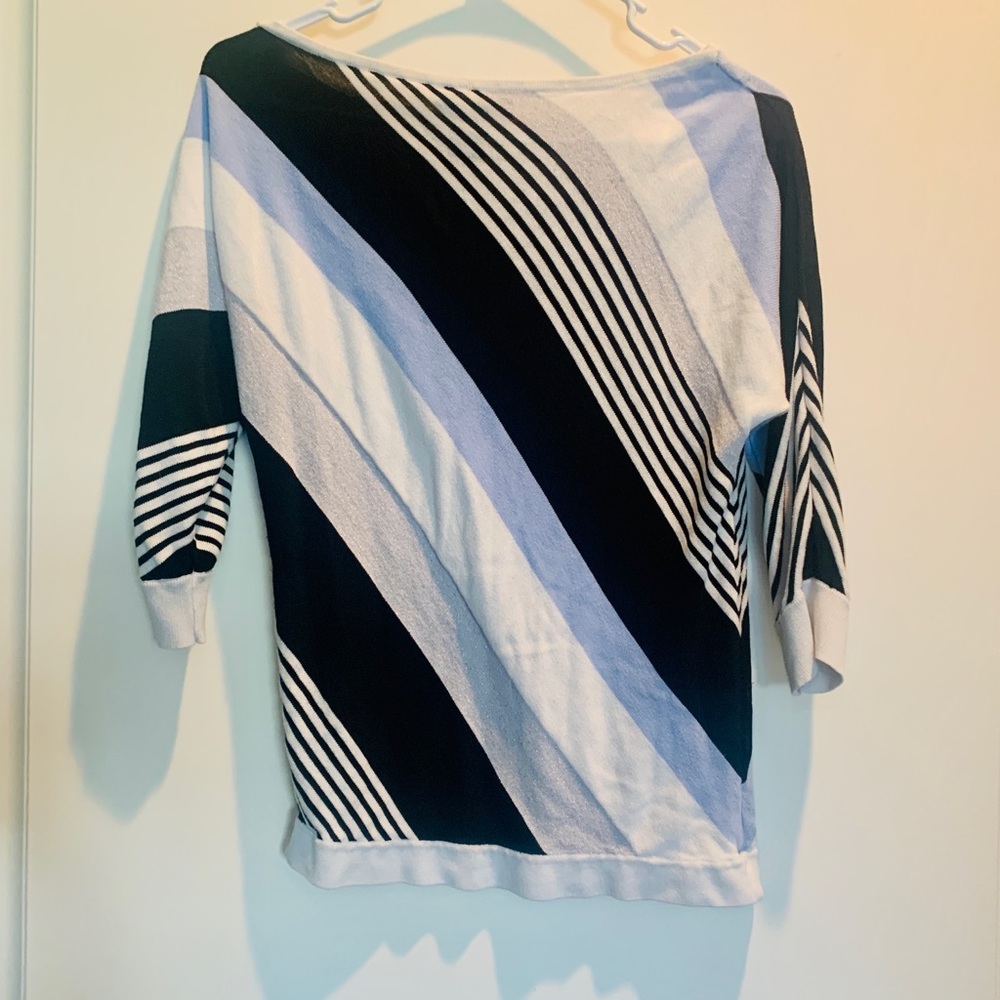 WHBM Women’s Top XS - Blue / Black Striped